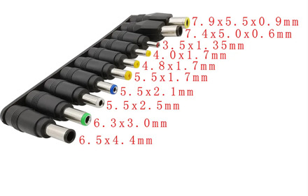 10pin DC Multi Connectors Notebook Mobile DC Power Adapter 5.5 x2.1mm Female Jack Interface Converter Jack to Plug Terminals Set