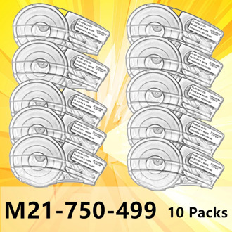10PK High Adhesion Cloth Label Tape for M21-750-499 Black On White 4.9M Nylon Compatible for BMP21 Plus and LABPAL printer