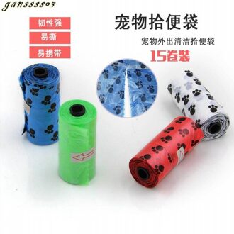10Roll/150Pcs Afbreekbaar Hond Afval Kak Tas Met Printing Doggy Bag Huisdier Afval Schoon Kak Tassen multi Kleur