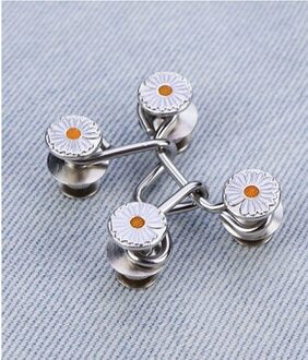 10Set Afneembare Universele Vaste Knop Haak En Bar Fastener Jeans Broek Rok Pent Taille Passen Extender Decoratieve Knoppen Daisy