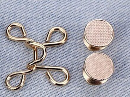 10Set Afneembare Universele Vaste Knop Haak En Bar Fastener Jeans Broek Rok Pent Taille Passen Extender Decoratieve Knoppen goud
