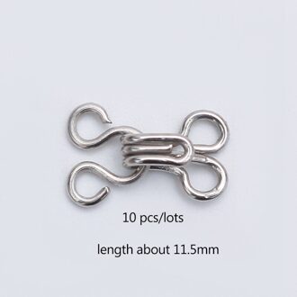 10Set Metalen Kraag Haak 11.5-17Mm Metalen Gesp Voor Beha/Jurk/Corset/Kraag/Tas/Shirt Kledingstuk Naaien Accessoires zilver 11.5mm