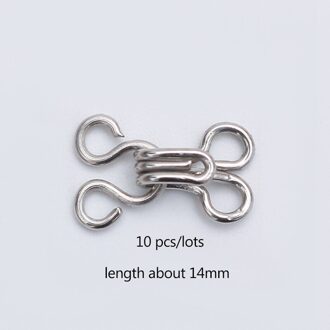 10Set Metalen Kraag Haak 11.5-17Mm Metalen Gesp Voor Beha/Jurk/Corset/Kraag/Tas/Shirt Kledingstuk Naaien Accessoires zilver 14mm