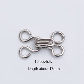 10Set Metalen Kraag Haak 11.5-17Mm Metalen Gesp Voor Beha/Jurk/Corset/Kraag/Tas/Shirt Kledingstuk Naaien Accessoires zilver 17mm
