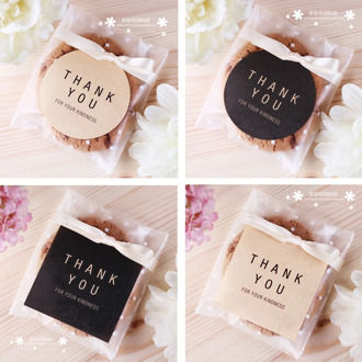 10Sheets 60Pcs Square Circle Shape Thank you Handmade Cake Packaging Sealing Label Kraft Sticker Baking DIY Gift Stickers M1064