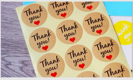 10sheets/lot Kraft love you Thank you sealing stickers decorated with self adhesive baking sealing paste