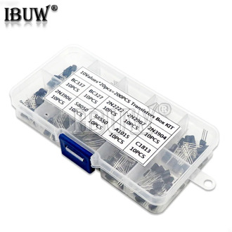 10Value 200PCS BC337 BC327 2N2222 2N2907 2N3904 2N3906 S8050 S8550 A1015 C1815 Transistor Assortment Kit Transistors Box ibuw