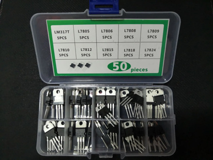 10value*5pcs=50pcs Transistor kit LM317T/L7805CV/7806/7808/7809/7810 L7812CV/7815/7818/7824 Three Terminal Voltage Regulator box