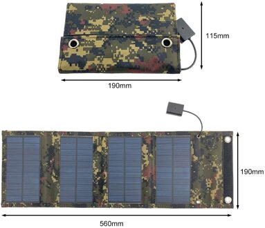 10W Opvouwbaar Solar Battery Charger Outdoor Draagbare Zonnepaneel Met Karabijnhaak Outdoor Reizen Waterdichte Oplaadbare Tas Groen camouflage