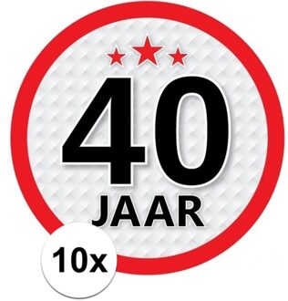 10x 40 Jaar leeftijd stickers rond verjaardag versiering - Feeststickers Multikleur