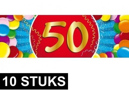 10x 50 jaar stickers - Abraham/Sarah - Verjaardag/Jubilieum stickers - 50 jaar feest decoratie/versiering