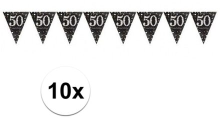 10x 50 jaar vlaggenlijn zwart 4 meter