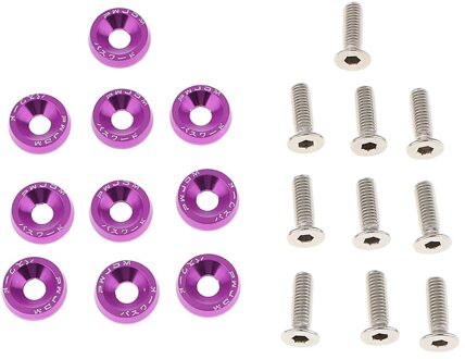 10x Auto Cup Schroef Bolt Pakkingen Washer Met Schroef Voor Honda Voor Gm Versterking Aluminium Spatbord Ringen + 10pcs 6Mm Schroef