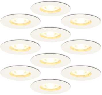 10x Bari inbouwspots - 4,5 Watt 345 lumen - 2700K warm wit - Dimbaar - IP65 - Wit - voor binnen en buiten - GU10 fitting