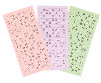 10x Bingokaarten 1-90