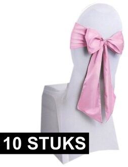 10x Bruiloft stoel decoratie lichtroze strik - Huwelijk stoel versiering - Bruiloft aankleding