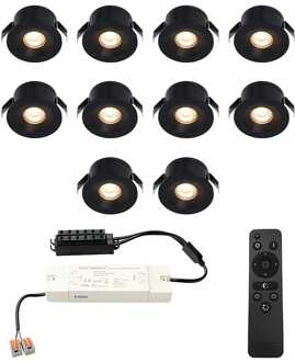 10x Cadiz - Mini LED spotjes 12V IP44 Dimbaar via Zwart