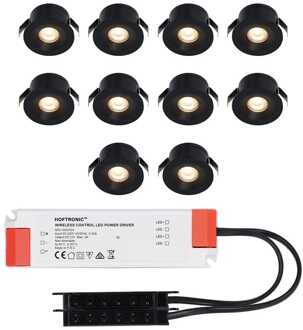 10x Cadiz - Mini LED spotjes 12V IP44 Zwart