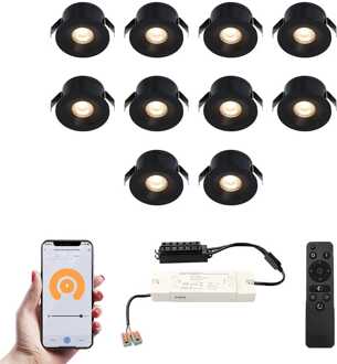 10x Cadiz - Mini LED spotjes 12V IP44 Zwart