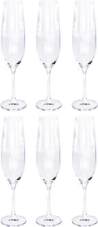 10x Champagne glazen/flutes 26 cl/260 ml van kristalglas - Champagneglazen Transparant