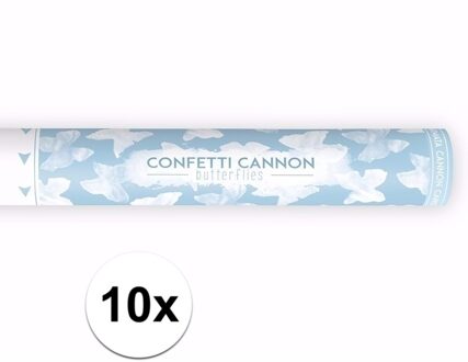 10x Confetti kanon witte vlinders 40 cm - confetti shooter / party popper