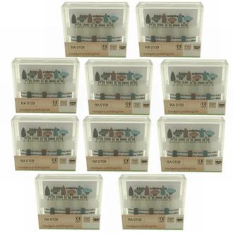 10X Dental Amalgam Polishing Kits Silicone Polisher Diamond Burs Cups RA 0109