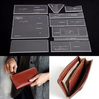 10X DIY Leather Craft Acryl Lange Zip Wallet Purse Patroon Template Stencil HG7354