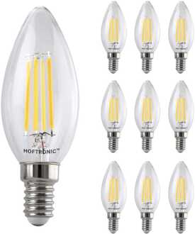 10x E14 LED Filament - 4 Watt 470 lumen - 2700K warm wit licht - kleine fitting - Vervangt 40 Watt - C37 kaarslamp