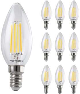 10x E14 LED Filament - 4 Watt 470 lumen - 2700K warm wit licht - kleine fitting - Vervangt 40 Watt - C37 kaarslamp