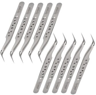 10x Electronics Pincet Esd Precisie Rvs Smd Bga Smt Telefoon Repair Hand Tool Wimper Enten Gereedschap ZM56 krom