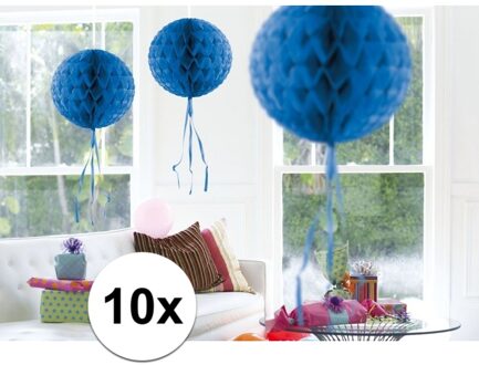 10x feestversiering decoratie bollen blauw 30 cm