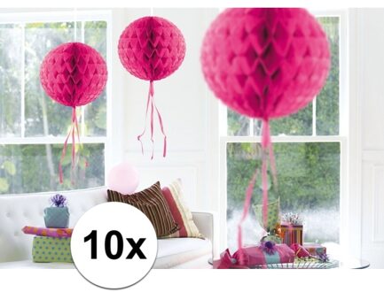 10x feestversiering decoratie bollen fel roze 30 cm