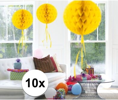 10x feestversiering decoratie bollen geel 30 cm