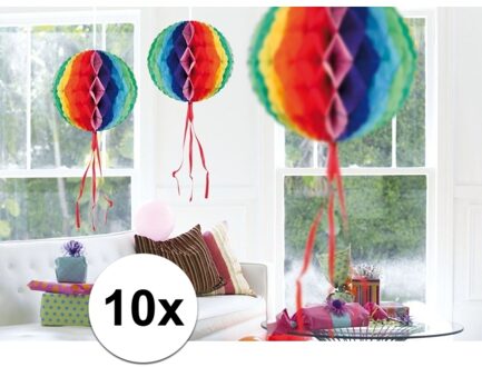 10x feestversiering decoratie bollen in regenboog kleuren 30 cm