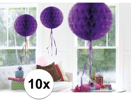 10x feestversiering decoratie bollen paars 30 cm