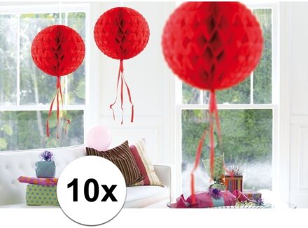 10x feestversiering decoratie bollen rood 30 cm