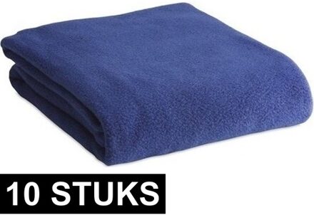 10x Fleece dekens/plaids/kleedjes blauw 120 x 150 cm - Bank/woonkamer dekentjes