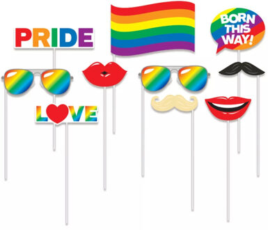 10x Foto props regenboog Pride thema - Fotoprops Multikleur