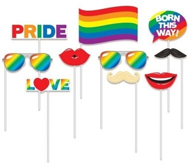 10x Foto props regenboog Pride thema - Fotoprops Multikleur