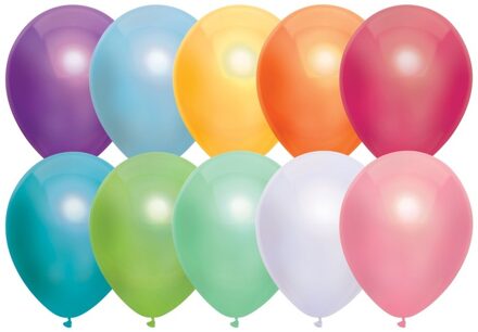 10x Gekleurde metallic ballonnen 30 cm - Ballonnen Multikleur