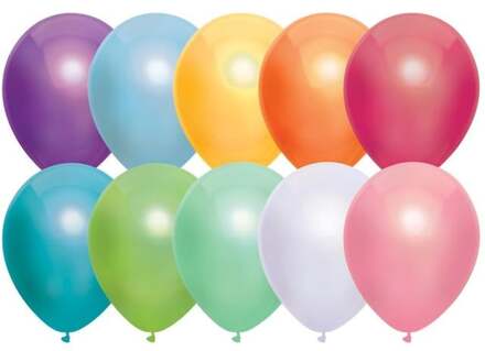 10x Gekleurde metallic ballonnen 30 cm Multikleur