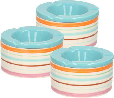 10x Gekleurde terras asbakken met blauwe deksel 12 cm - Action products
