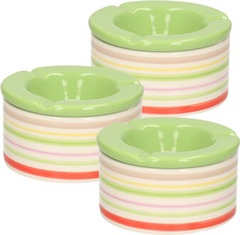 10x Gekleurde terras asbakken met groene deksel 12 cm - Action products