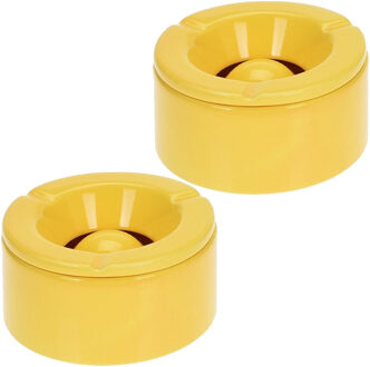 10x Gele storm/terras asbakken 12 cm - Tuinaccessoires - Asbakken voor buiten - Tuin asbak