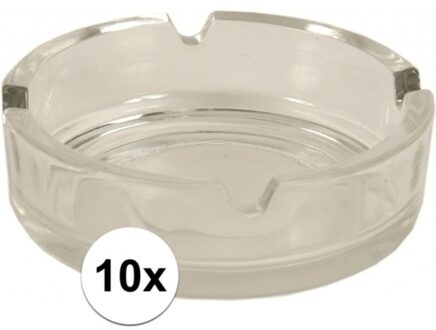 10x Glazen asbakken 10.5 cm - Voordelige asbak 10 stuks