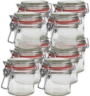 10x Glazen confituren mini pot/weckpot 100 ml met beugelsluiting en rubberen ring - Weckpotten Transparant