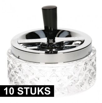 10x Glazen draaiasbakken/terrasasbakken 12 cm - Buiten asbakken - Tafelaccessoires - asbak voor buiten