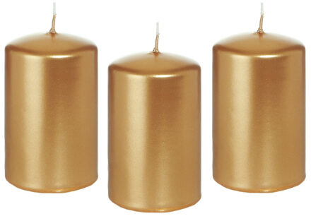 10x Gouden cilinderkaars/stompkaars 5 x 8 cm 18 branduren - Geurloze goudkleurige kaarsen - Woondecoraties