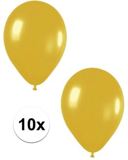 10x Gouden metallic heliumballonnen 30 cm - Ballonnen Goudkleurig