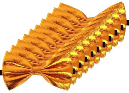 10x Gouden verkleed vlinderstrikjes 14 cm voor dames/heren